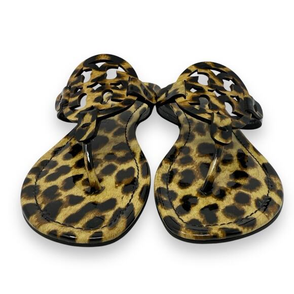 Tory Burch Patent Leather Leopard Slip On Miller Thong Sandal Black 7 Women’s - Picture 5 of 13